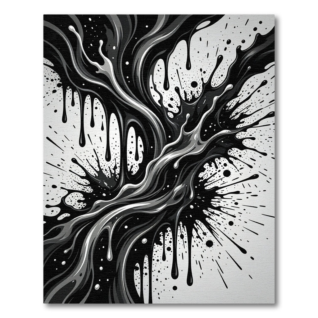 Monochrome Liquid Ink Abstract Flow Rug