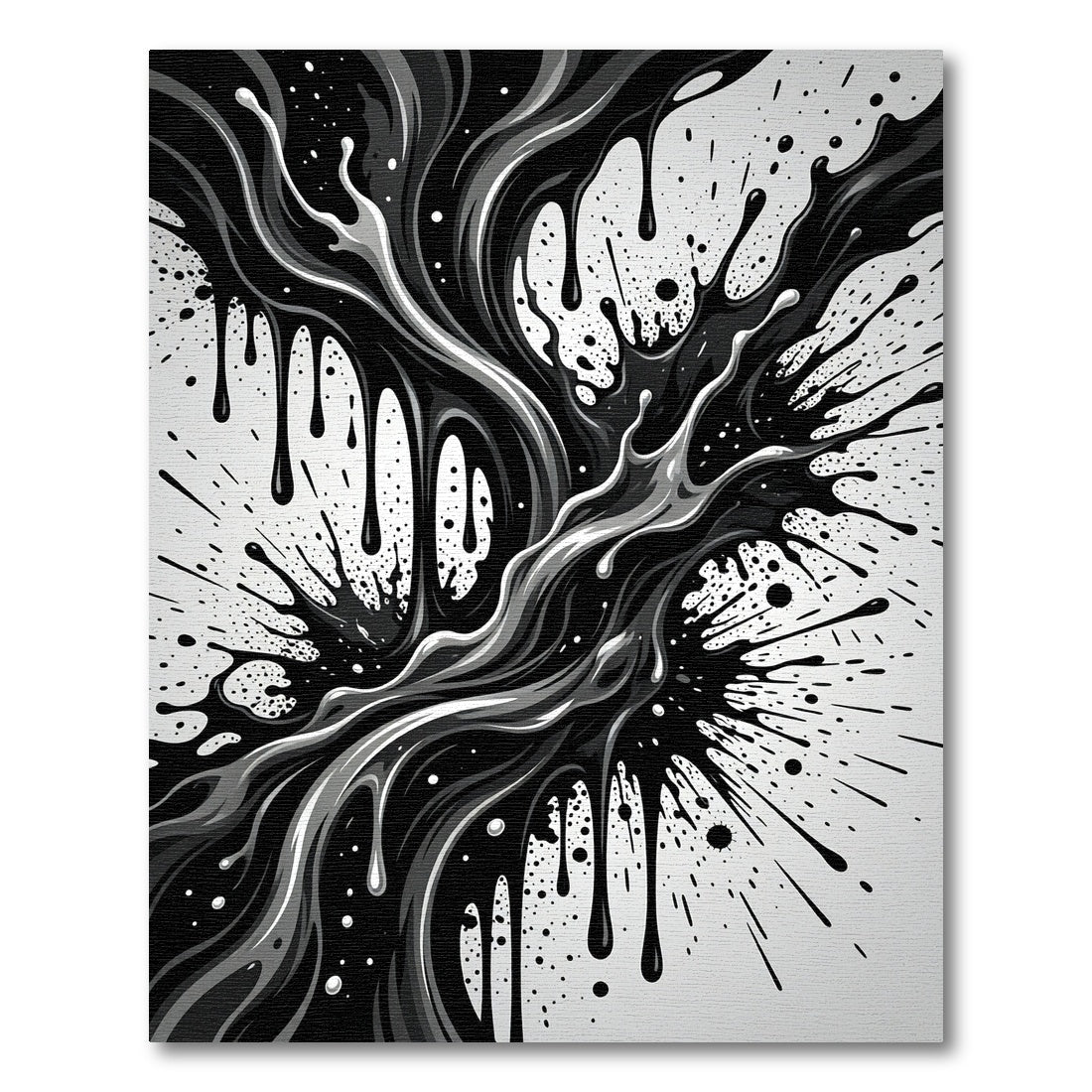 Monochrome Liquid Ink Abstract Flow Rug