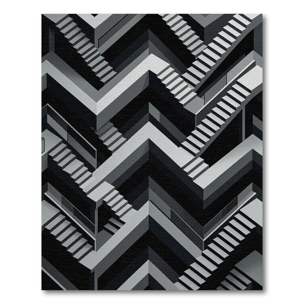 Monochromatic Geometric Illusion Staircase Rug
