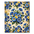 Vibrant Blue Yellow Floral Bouquet Collage Rug