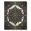 Ornate Charcoal Black Floral Medallion Rug