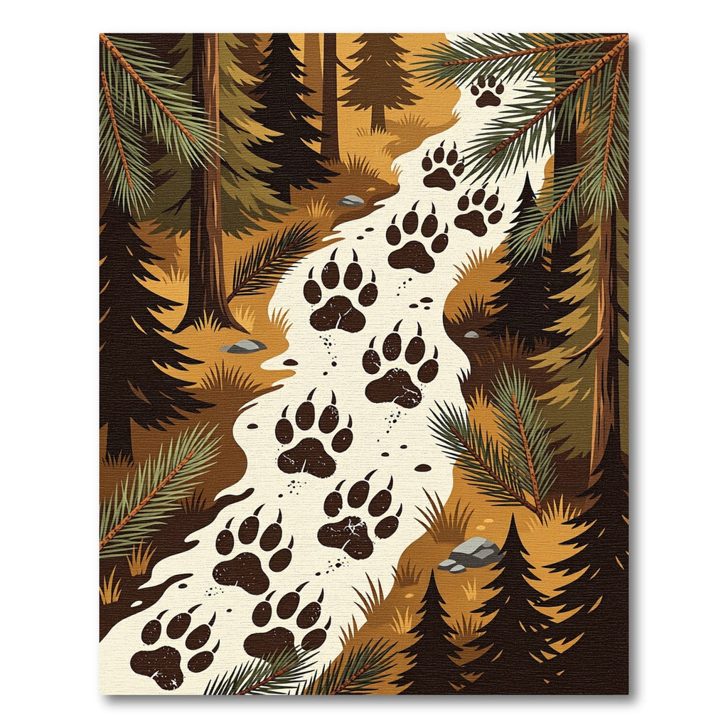 Bear Track Woodland Forest Path Rug