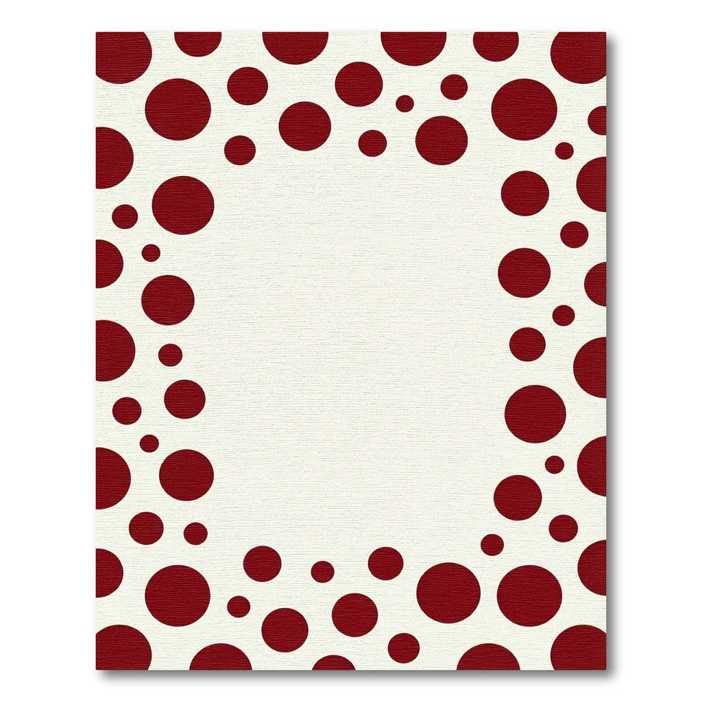 Minimalist Crimson Polka Dot Border Rug