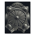 Ornate Monochrome Architectural Wheel Rug
