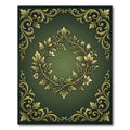 Elegant Sage Gold Ornate Botanical Wreath Rug