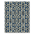 Navy Cream Geometric Cross Lattice Rug
