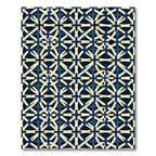 Navy Cream Geometric Cross Lattice Rug