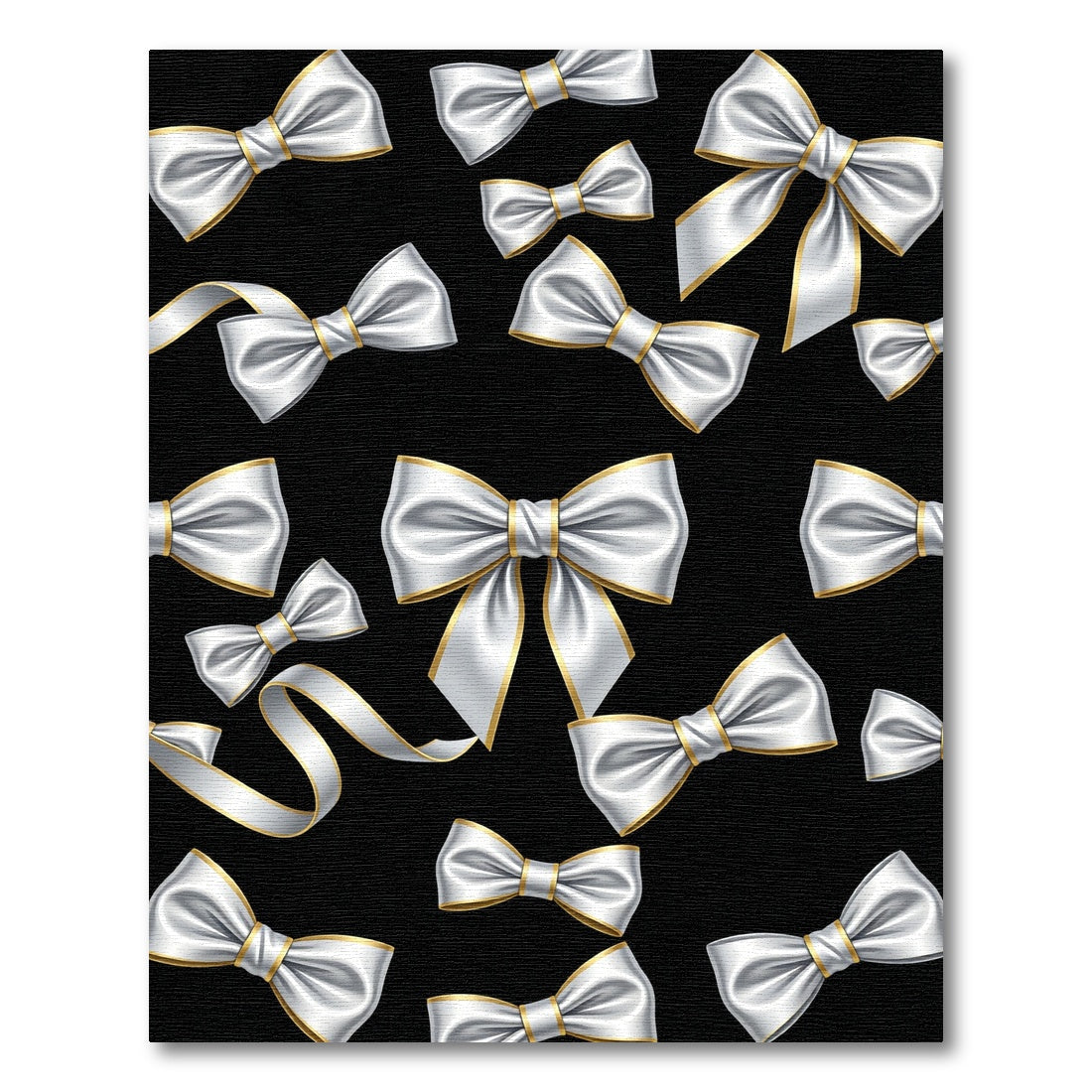 Elegant White Bows on Black Rug