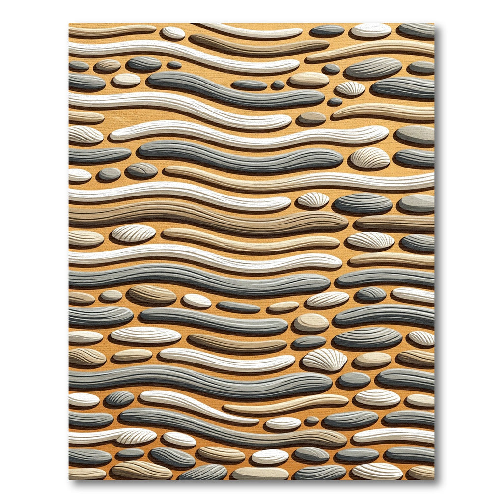 Earthy Organic Pebble Wave Rug