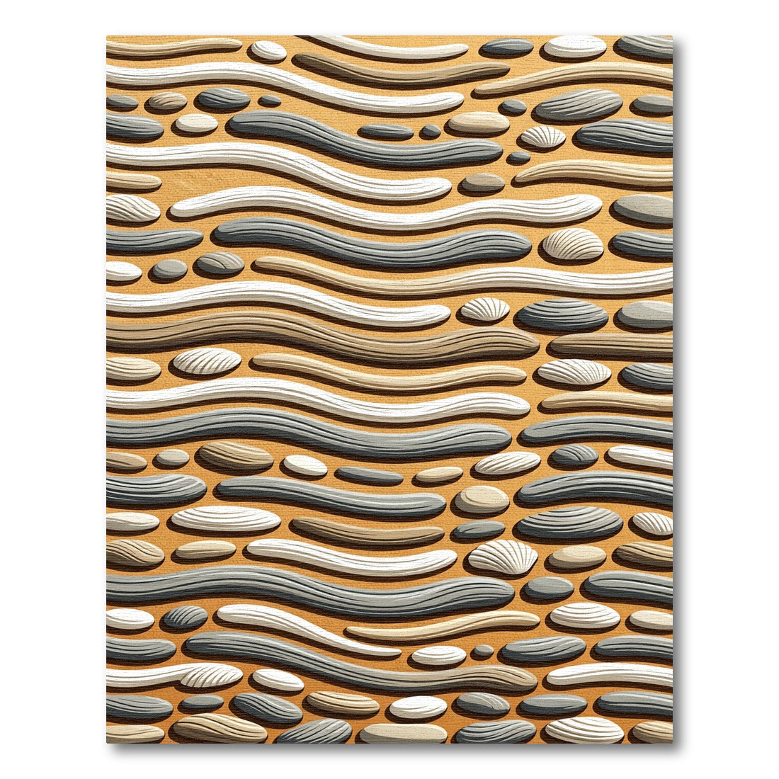 Earthy Organic Pebble Wave Rug