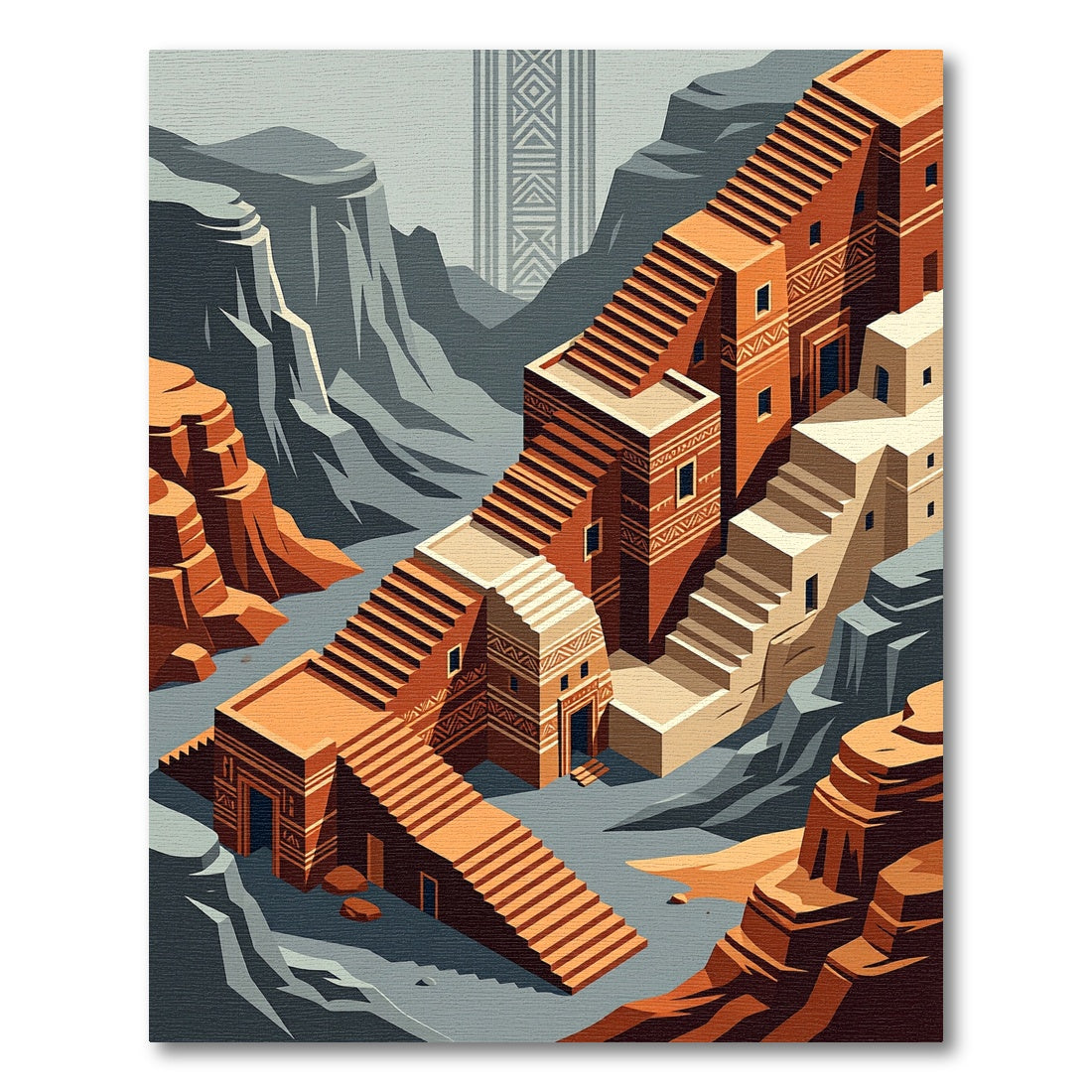 Terracotta Geometric Pueblo Arch Rug