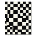 Bold Black White 3D Checkered Squares Rug