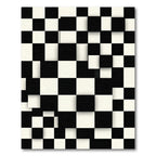 Bold Black White 3D Checkered Squares Rug