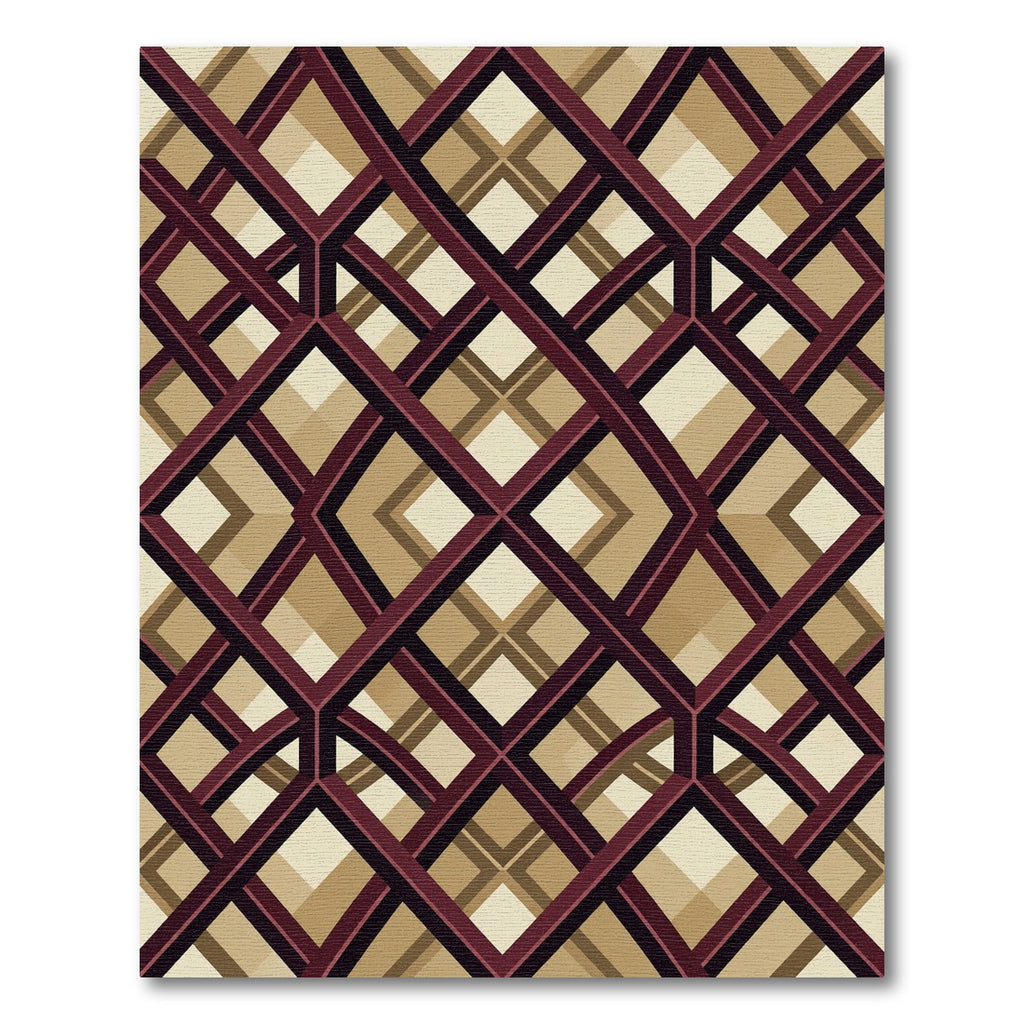 Geometric Lattice Earth Tone Diamond Rug