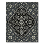 Classic Charcoal Ivory Floral Medallion Rug