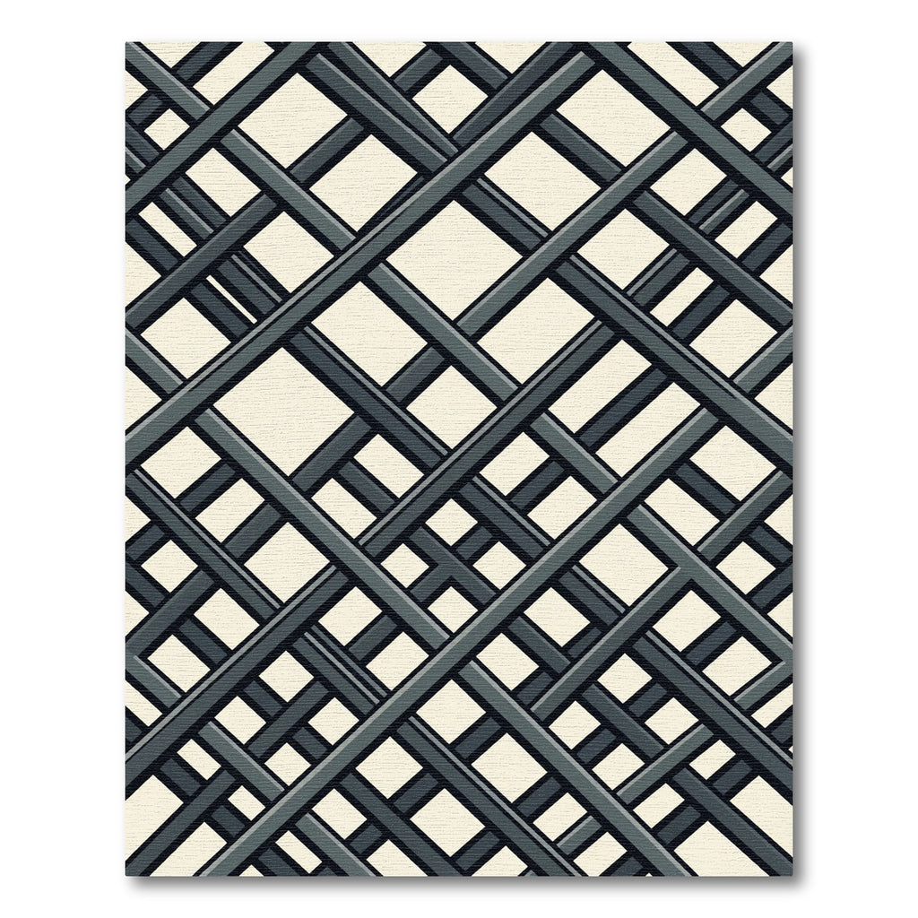 Modern Dark Gray Intersecting Grid Rug