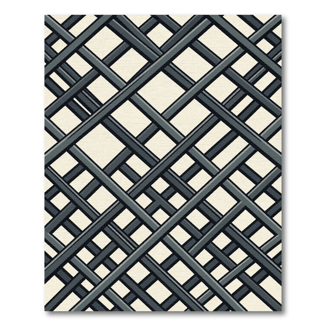 Modern Dark Gray Intersecting Grid Rug