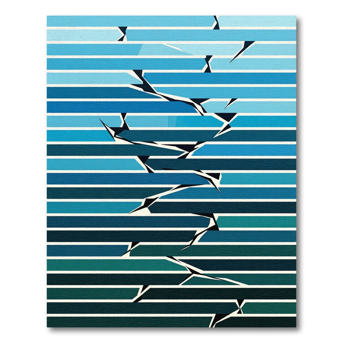 Deep Teal Blue Gradient Shattered Lines Rug