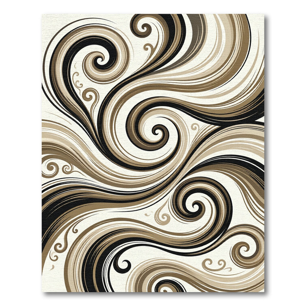 Bold Earth Tone Swirl Composition Rug
