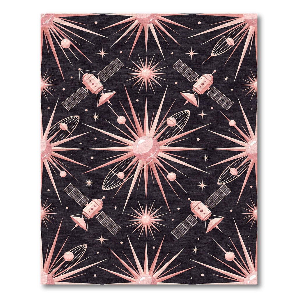 Rose Gold Space Satellite Starburst Rug