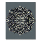 Charcoal Gray Floral Symmetry Medallion Rug