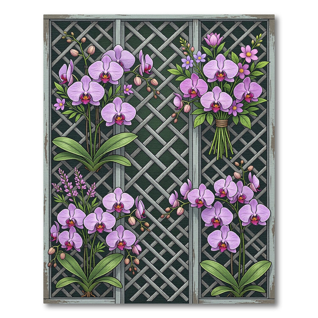 Purple Orchid Garden Lattice Rug