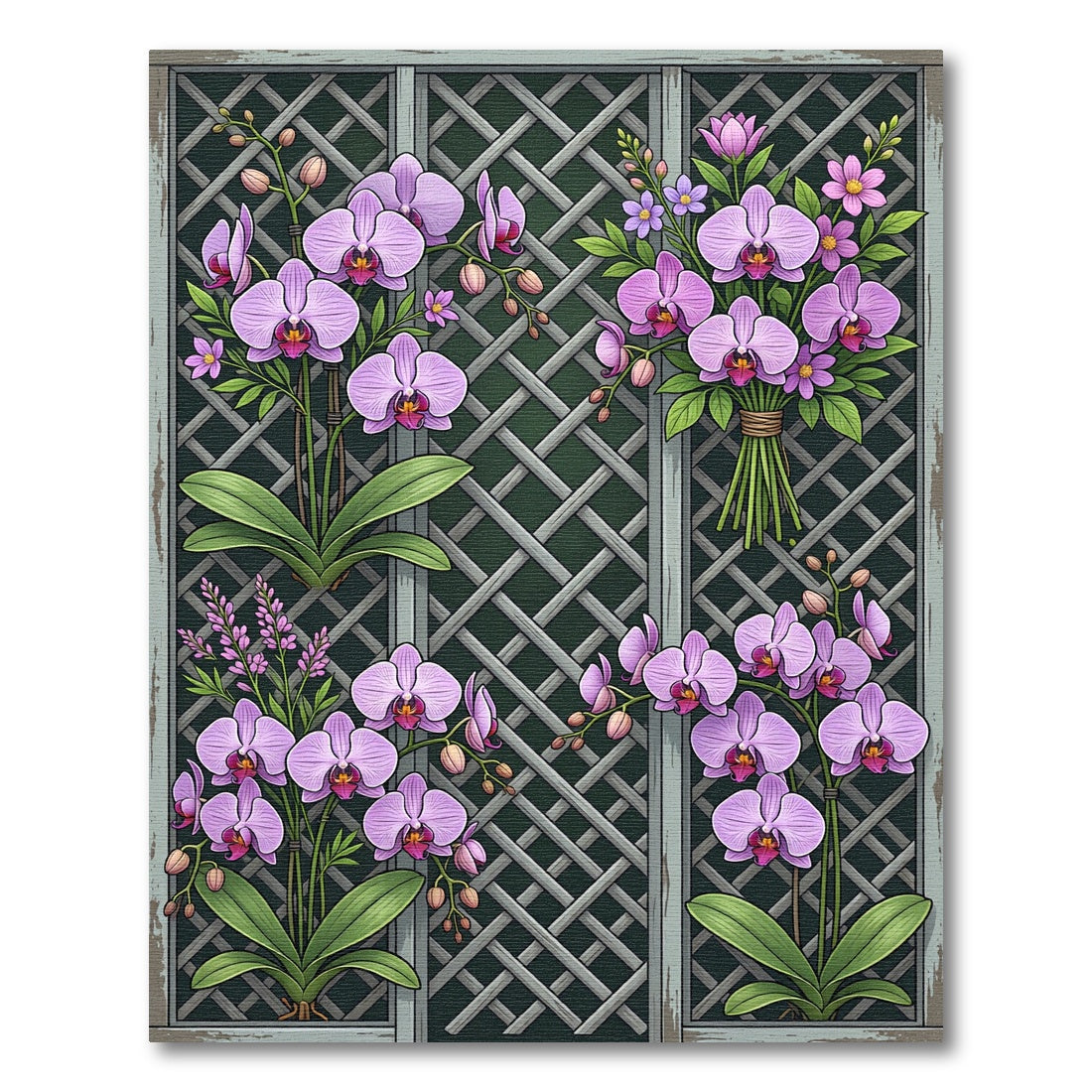 Purple Orchid Garden Lattice Rug