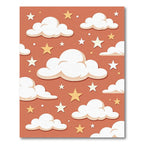 Whimsical Terracotta Sky with Golden Stars Rug