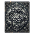 Monochromatic Chrysanthemum Floral Damask Medallion Rug