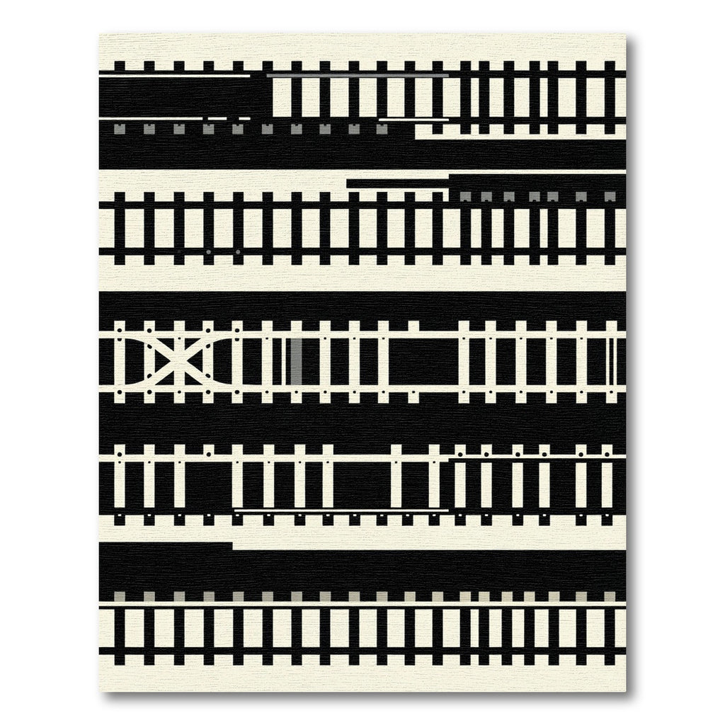 Monochrome Minimalist Geometric Railway Stripe Rug