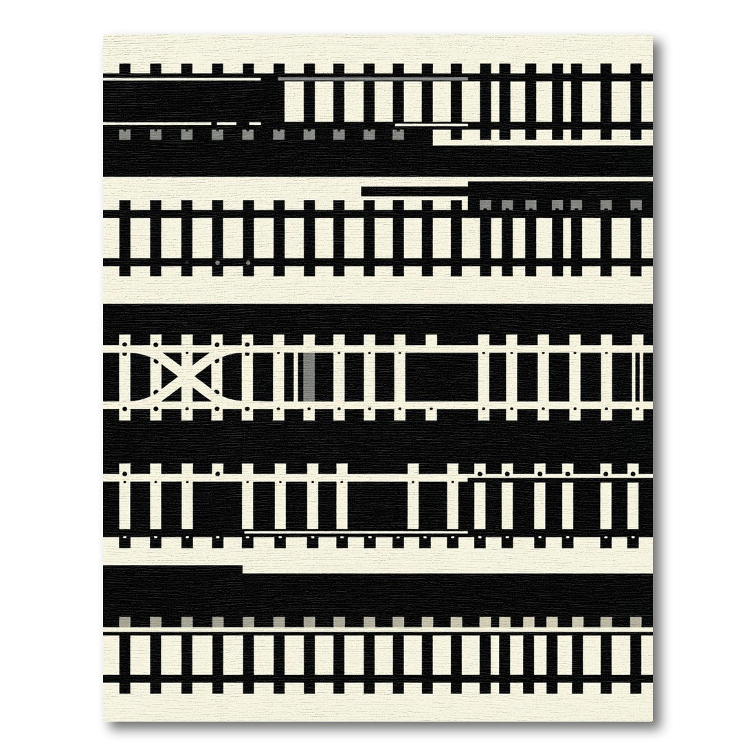 Monochrome Minimalist Geometric Railway Stripe Rug