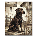 Rustic Brown Labrador Farmstead Portrait Rug