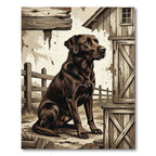 Rustic Brown Labrador Farmstead Portrait Rug