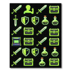 Neon Pixel Gamer Icon Grid Rug