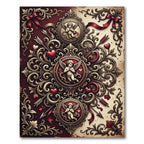 Victorian Red Cherub Heart Scroll Rug