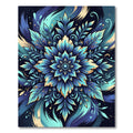 Radiant Blue Botanical Mandala Swirl Rug