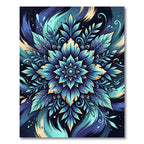 Radiant Blue Botanical Mandala Swirl Rug