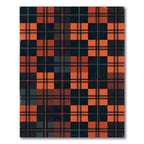 Rustic Burnt Orange Black Plaid Check Rug