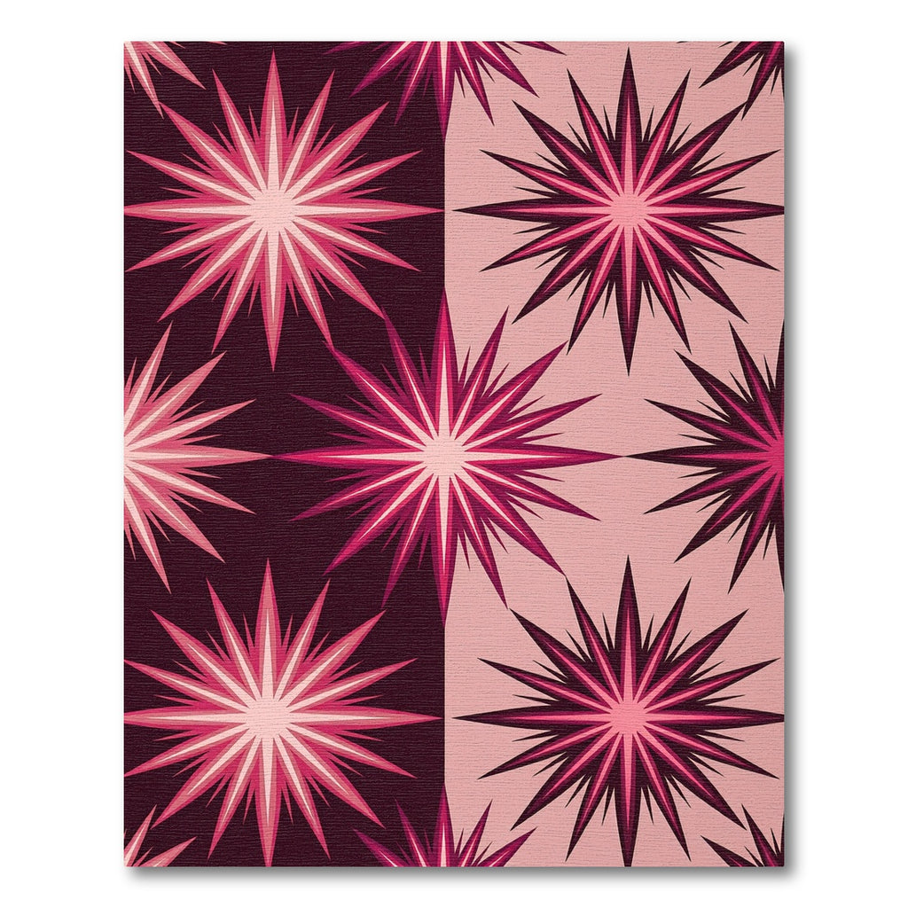 Geometric Burgundy and Pink Starry Burst Rug