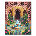 Vibrant Mediterranean Floral Fountain Arch Rug