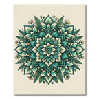 Emerald Teal Floral Mandala Bloom Rug