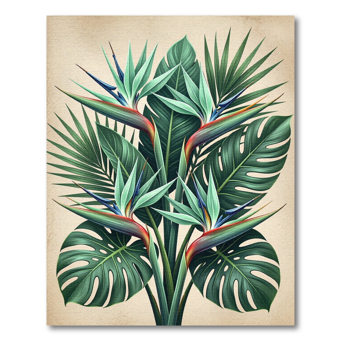 Lush Green Tropical Bird Paradise Rug