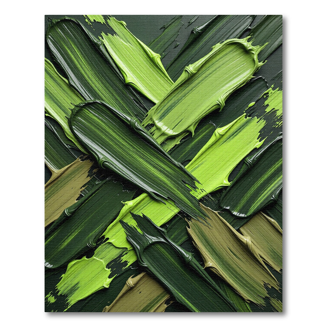 Vibrant Brushstroke Abstract Green Rug