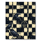 Gothic Raven Barn Checkered Black Ivory Rug