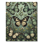 Ethereal Sage Butterfly Botanical Collage Rug