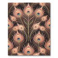 Elegant Peach Peacock Feather Art Deco Rug