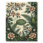 Elegant Peach Blossom Fern Garden Rug