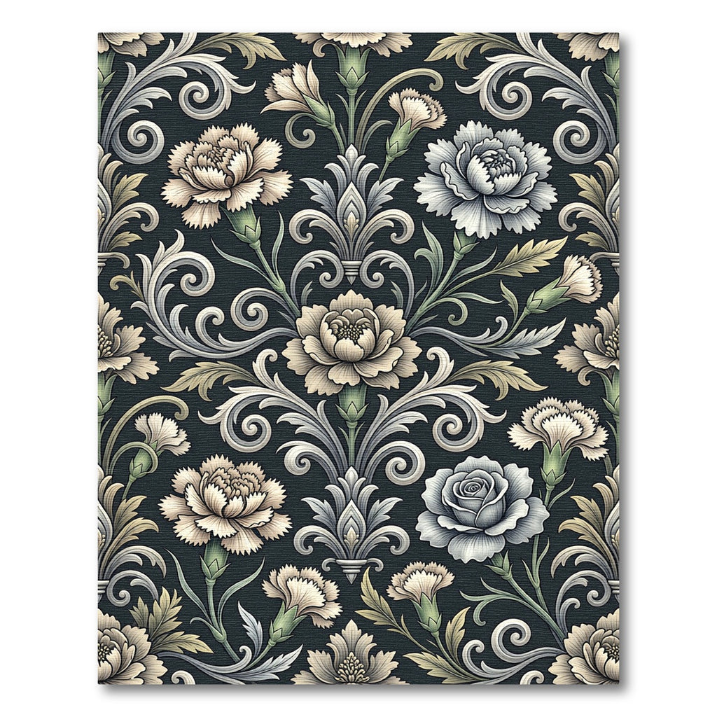 Dark Floral Damask with Creamy Accents Rug