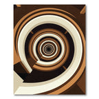 Modern Mid-Century Caramel Swirl Circular Art Rug