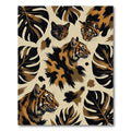 Earthy Tiger Jungle Leaf Art Rug